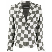 Emporio Armani checkered print notched lapel blazer - Branco