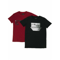 Emporio Armani Kids Camiseta de algodão com estampa de logo - Vermelho