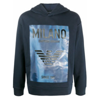 Emporio Armani Moletom com capuz e logo gravado - Azul