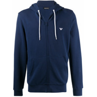 Emporio Armani Moletom com capuz e zíper frontal - Azul