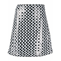 Emporio Armani Saia xadrez com aplicação de paetês - Branco