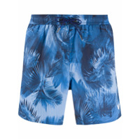 Emporio Armani Short de natação com estampa de palmeiras - Azul