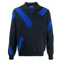Emporio Armani Suéter color block de tricô - Azul