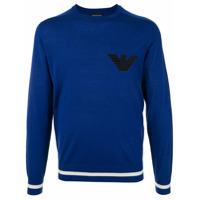 Emporio Armani Suéter com logo bordado - Azul