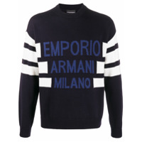 Emporio Armani Suéter com logo jacquard - Azul