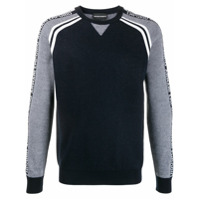 Emporio Armani Suéter decote careca com padronagem de logo - Azul