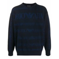 Emporio Armani Suéter mangas longas com logo - Azul
