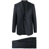 Emporio Armani Terno de lã virgem com abotoamento simples - Azul