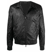 Emporio Armani textured leather jacket - Preto