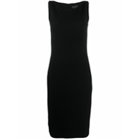 Emporio Armani Vestido midi canelado - Preto