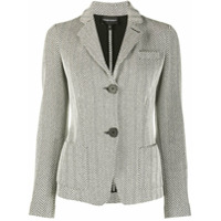 Emporio Armani zigzag patterned notched lapel blazer - Branco