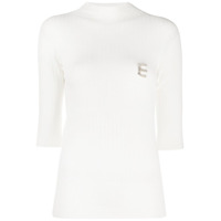 Ermanno Ermanno Blusa de tricô com monograma e strass - Branco