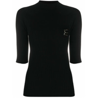 Ermanno Ermanno Blusa de tricô com monograma e strass - Preto