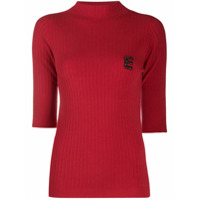 Ermanno Ermanno Blusa de tricô com monograma e strass - Vermelho