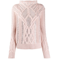 Ermanno Scervino crystal-embellished cable knit jumper - Rosa
