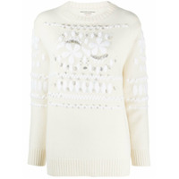 Ermanno Scervino Suéter com estampa floral e aplicações - Branco