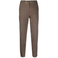 Etro cropped houndstooth print trousers - Vermelho