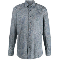 Etro long sleeved paisley print shirt - Azul