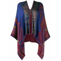 Etro Poncho de jacquard com estampa - Marrom