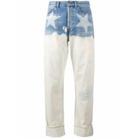 Faith Connexion Calça jeans pantalona com estampa de estrela - Azul