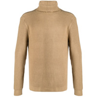 Family First ribbed-knit roll-neck jumper - Marrom