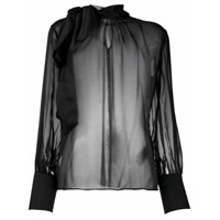 Federica Tosi Blusa mangas longas com laço na gola - Preto