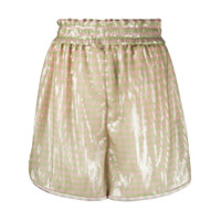 Fendi Bermuda listrada com bordado de paetê - Verde