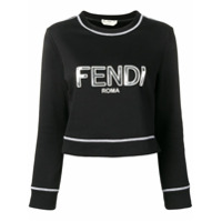 Fendi Blusa de moletom cropped com aplicações - Preto