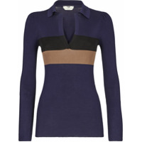 Fendi Blusa de seda com detalhe de listras - Azul