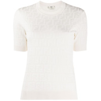Fendi Blusa de tricô com aplicação FF - Branco