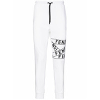 Fendi Calça esportiva com logo e ajuste no cós por cordão - Branco