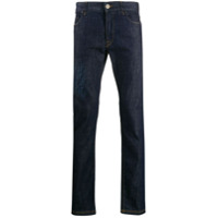 Fendi Calça jeans slim com aplicação FF - Azul