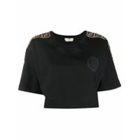 Fendi Camiseta cropped FF com listras - Preto