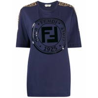Fendi Camiseta de algodão com estampa de logo - Azul