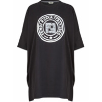 Fendi Camiseta longa com estampa de logo - Preto