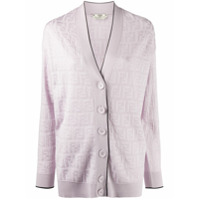 Fendi Cardigan de tricô com padronagem de logo FF - Roxo