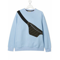 Fendi Kids Moletom com estampa de pochete - Azul