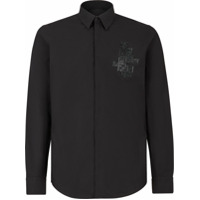 Fendi rhinestone trimmed Alcantara® FF patch shirt - Preto