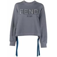 Fendi sequin logo checked sweatshirt - Azul