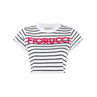 Fiorucci Camiseta cropped com listras - Branco