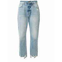 FRAME Calça jeans cropped com efeito destroyed - Azul