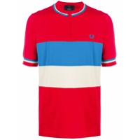 Fred Perry Camisa polo sem colarinho com listra - Vermelho