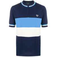 Fred Perry Camisa polo sem colarinho com listras - Azul