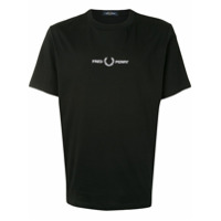 Fred Perry Camiseta de algodão com logo bordado - Preto