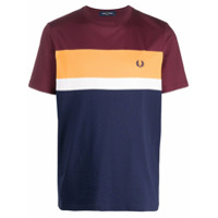 Fred Perry embroidered logo colour-block T-shirt - Roxo