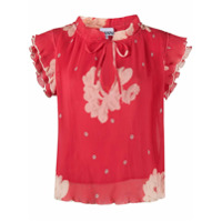 GANNI Blusa com pregas e estampa floral - Vermelho