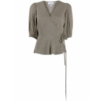 GANNI Blusa com transpasse e gola em V xadrez - Neutro