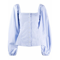 GANNI Blusa decote quadrado com listras - Azul
