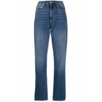 GANNI Calça jeans reta com cintura alta - Azul