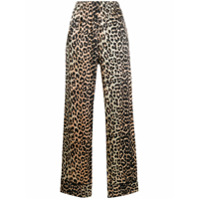 GANNI Calça pantalona com estampa de leopardo - Preto
